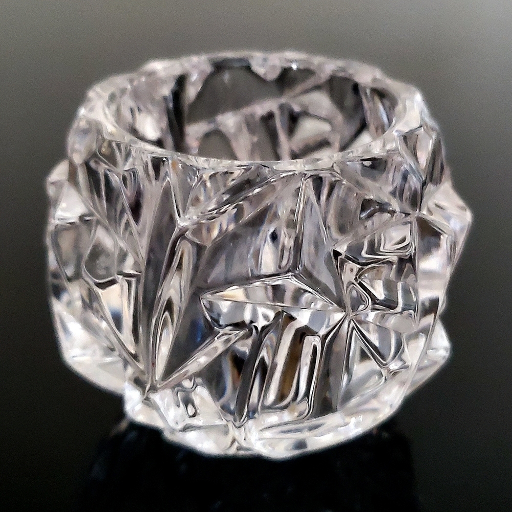 TIFFANY & CO. Rock Cut German Crystal 3" Tealight Votive Holder EUC - Picture 6 of 9